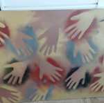 Large spray-painted painting used