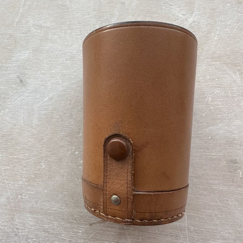 Vintage leather poker dice case with 5 dice retro travel set