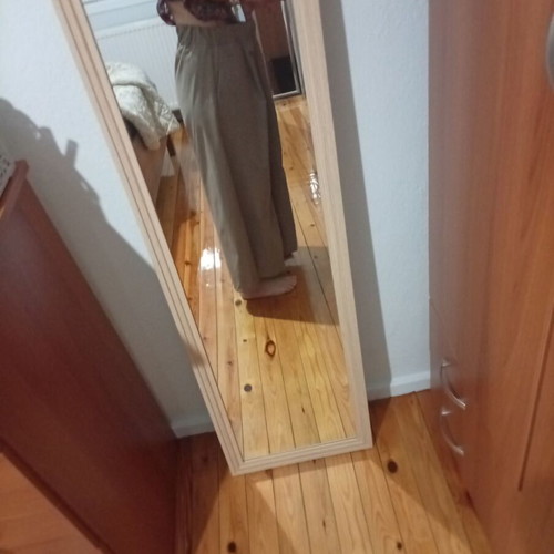 Wide Leg Beige Pants One Size, Gabardine Fabric, Ankle Length with Pockets