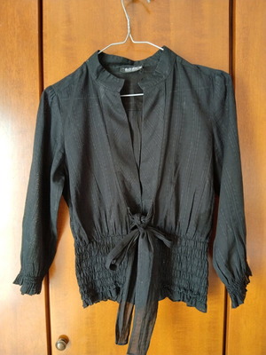 Bonn black blouse with front tie, used, size S