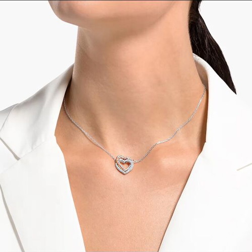 Swarovski heart necklace s925 like new, silver with rhinestones