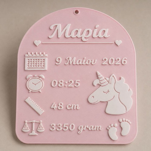 Newborn birth sign customizable with unicorn photo
