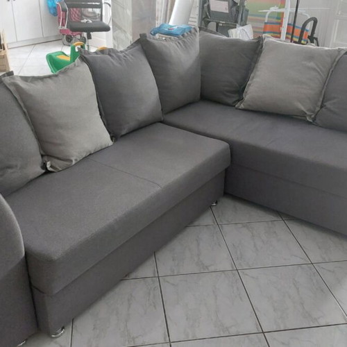 Modello corner sofa with cushions, grey, semi-waterproof fabric