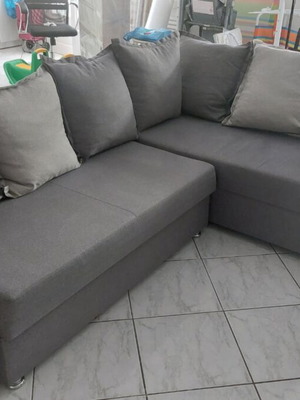 Modello corner sofa with cushions, grey, semi-waterproof fabric