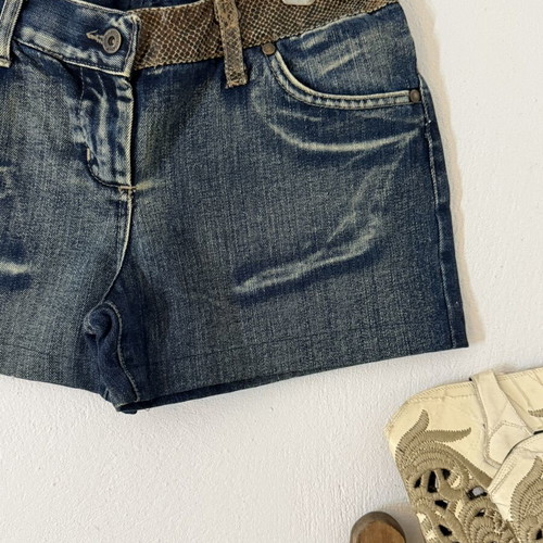 Dolce & Gabbana snakeprint washed mini jean shorts XS/S like new