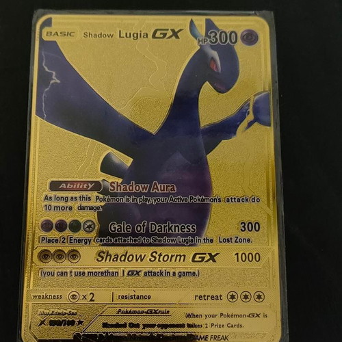 Shadow Lugia GX Pokemon Collector's Gold Metal Card like new