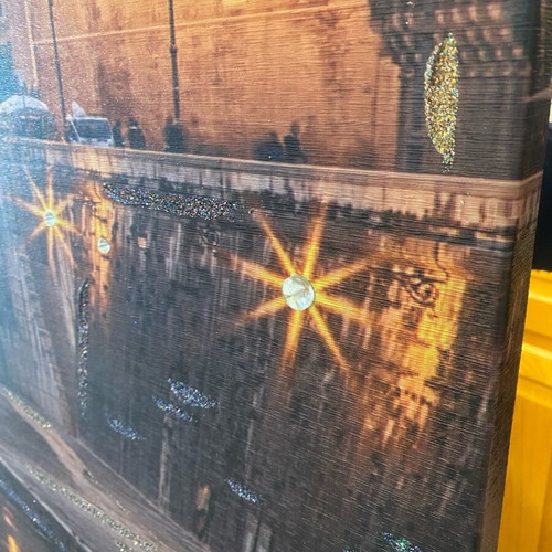 Italian Painting 2.00m x 1.20m Art Design Lamprou like new with iridescence and crystals