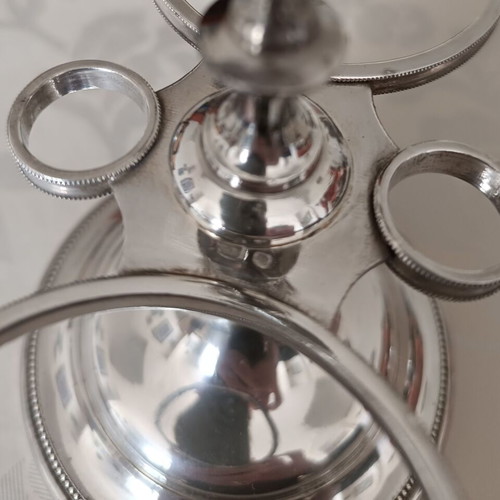 Vintage silver-plated oil and vinegar cruet set with crystal, like new