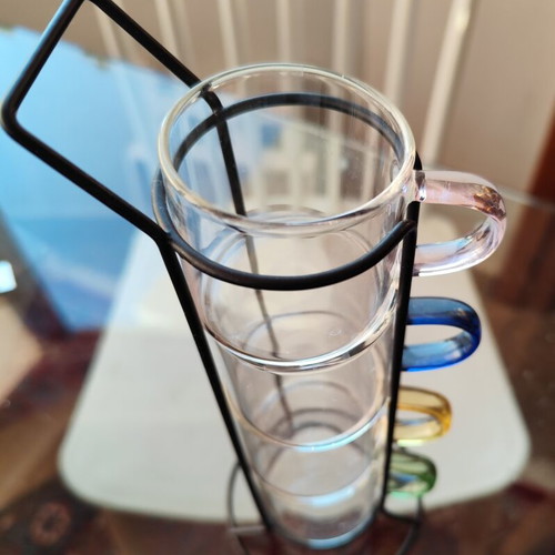 Espresso cups like new, set of 4 with stand