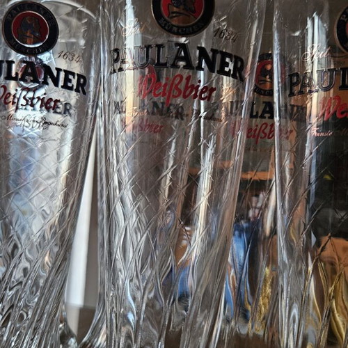 Weissbier beer glasses Paulaner set of 8 like new