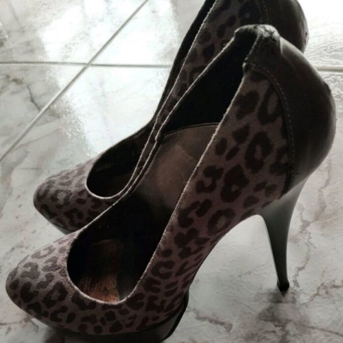 Ellen leopard print high heels size 39 like new, grey, 12cm