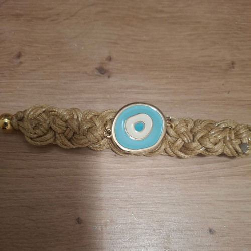 Anna Mazaraki Chunky Bracelet 18 cm with Magnetic Clasp, New, Beige