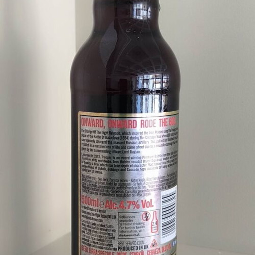 Iron Maiden Trooper beer new, not for consumption