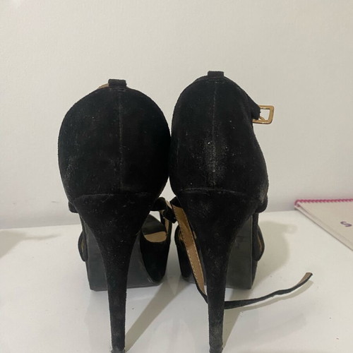 Ajvani Black Faux Suede Platform High Heels Size 37 used