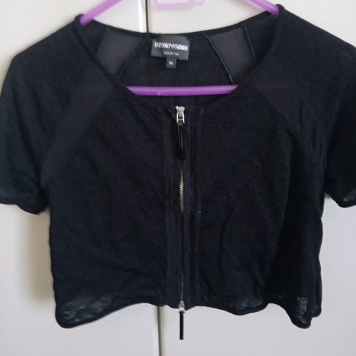 Emporio Armani short jacket with transparent sleeves like new, black size M