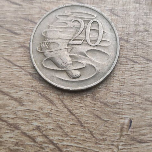 1975 Australia 20 Cent Coin used, Queen Elizabeth II Platypus