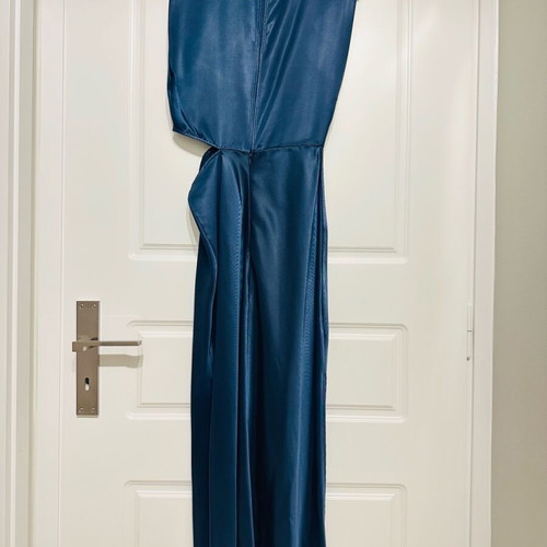 Zara blue satin dress with cutouts like new