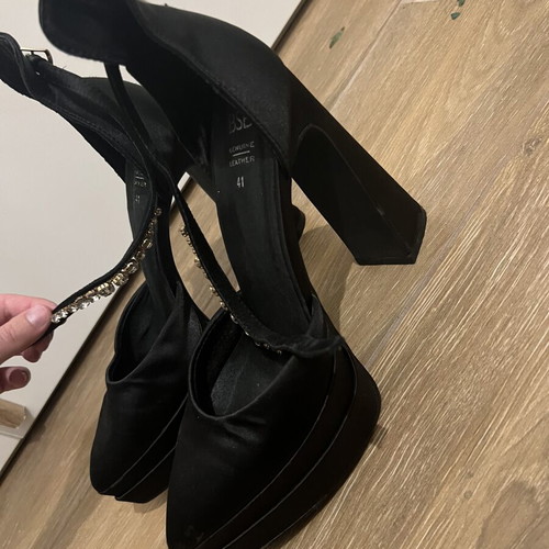 BSB high heels with rhinestones on strap, like new, size 41, black