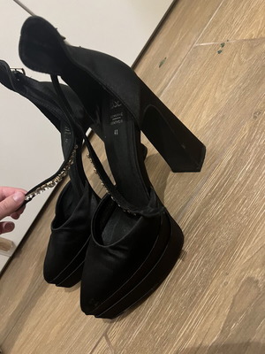 BSB high heels with rhinestones on strap, like new, size 41, black