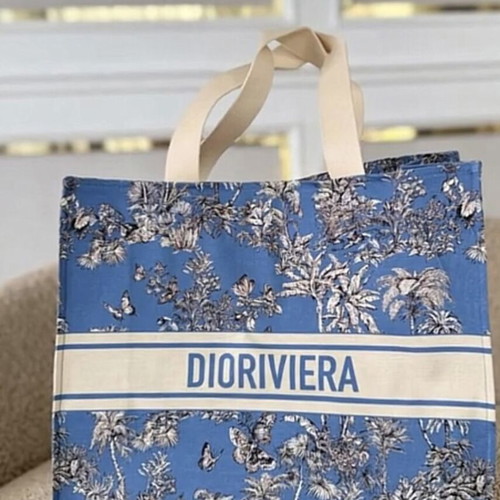 Christian Dior Diorriviera large tote bag, blue and white