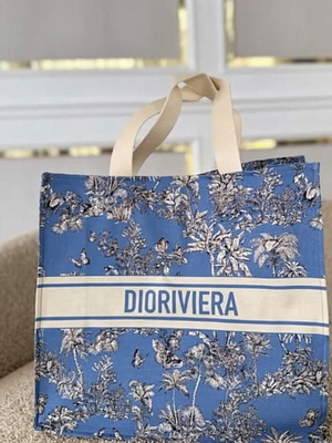 Christian Dior Diorriviera large tote bag, blue and white
