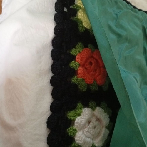 Wool pillowcase used, old needlework with embroidery