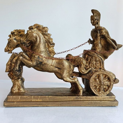 Roman warrior in chariot sculpture after triumph