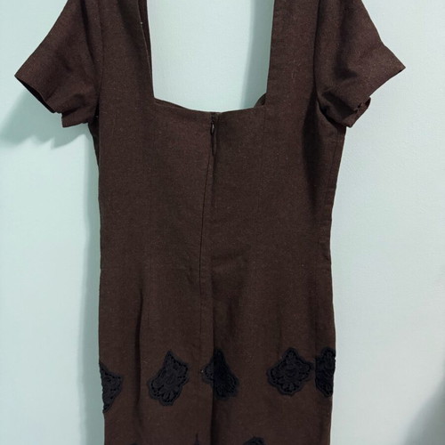 Manolo mini dress used, brown with lace details, size S