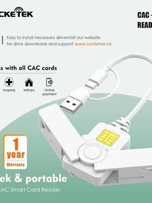 CAC Reader 2-in-1 Type C with Dual Connector, DOD Military USB Smart Card