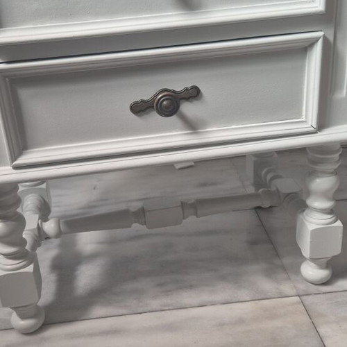 Nightstand made of walnut wood painted soft gray with chalk paint, like new