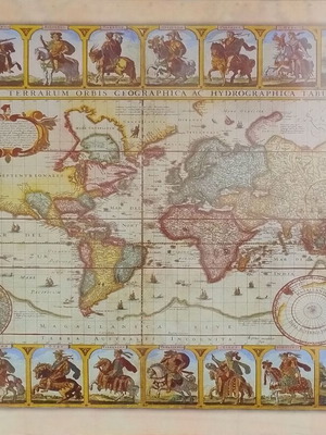 Puzzle Claes Janszoon Visscher Ιστορικός Χάρτης του Κόσμου Trefl 2000 καινούργιο