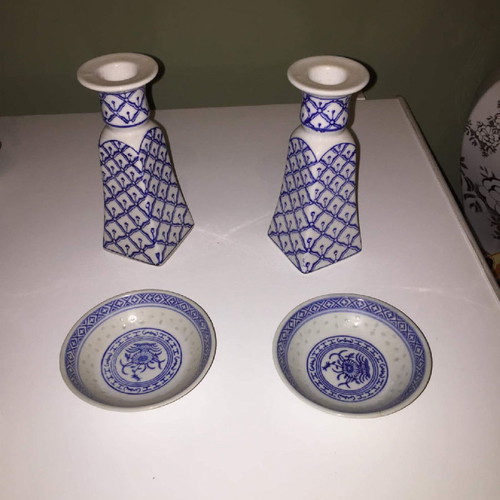 Candlestick set of 2 pieces for candle placement