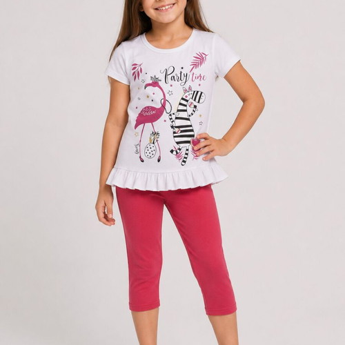 Frenzy kids set tunic top with capri leggings Party Time white fuchsia new size 8