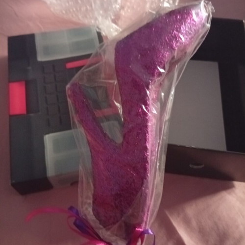 Purple Glitter Shoe Candle new