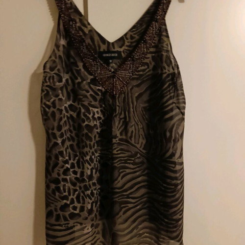 Top with bead embroidery like new, brown, size M