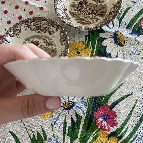 Ironstone bowls set from England like new with English countryside paintings