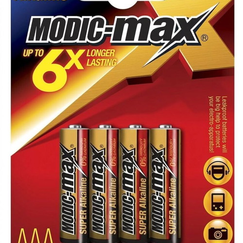 MODIC-MAX Super Alkaline AAA LR03 1.5V batteries, pack of 4