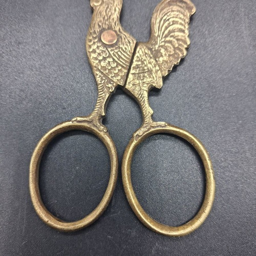 Figural Rooster Bronze Scissors used, premium cigar and egg cutter