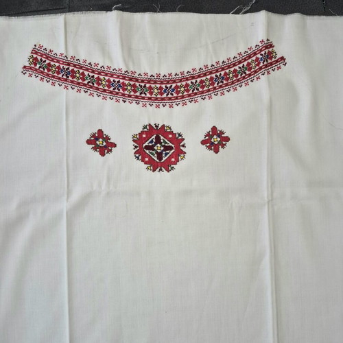 Bulgarian embroidery fabric for traditional shirt new