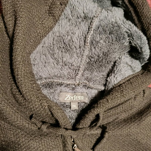 Men's knitted cardigan new, size XXL, black with fur lining