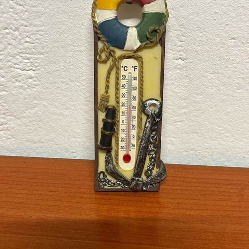 Decorative wall thermometer used, length 12cm