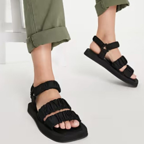 Top Shop sandals size 37 new, black, textile straps, flat sole