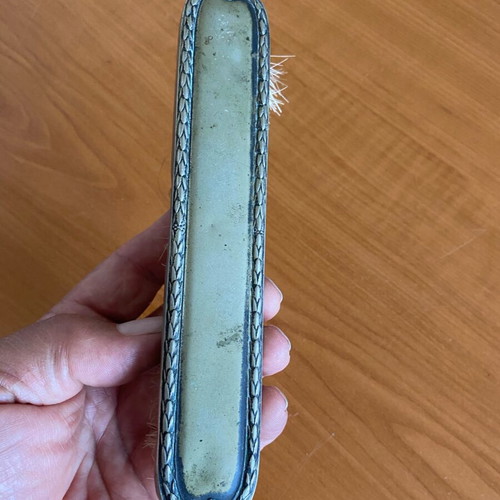 Vintage clothes brush used, 18 cm, with bronze decoration