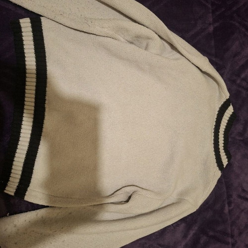 Cricket Style V-Neck sweater used with black stripes, size M