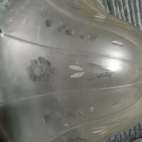 Ceiling light glass used, frosted with carved designs diameter 40