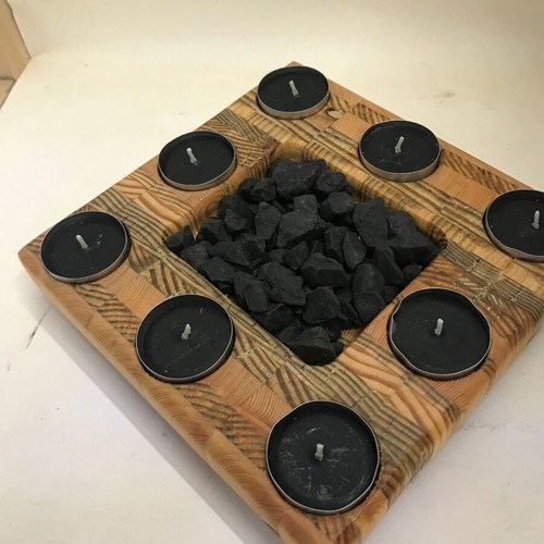 Handmade wooden tealight holder from pine new, decorative candle accessory