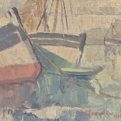 Jacobus Moerman Oil Painting Marine Cabinet Piece, Ostend 1939