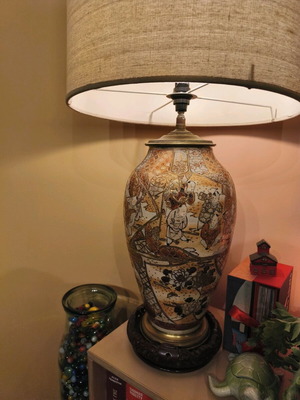 Antique authentic Satsuma porcelain lamp XL like new