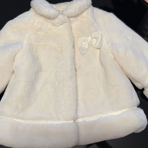 Mayoral white baby fur coat new for 12-month-old girls