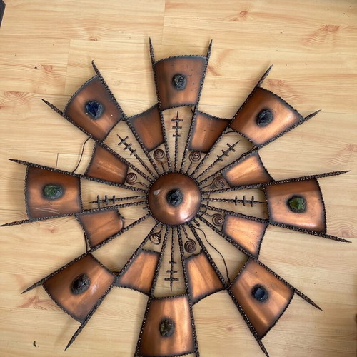 Metal ceiling light with two wall lamps used
